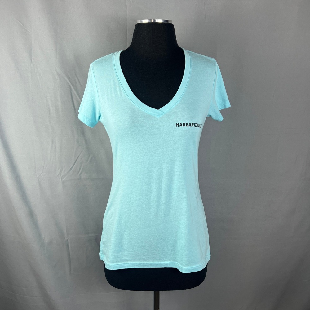Margaritaville It's 5 O'Clock Somewhere T-Shirt Womens Medium Aqua Graphic Print